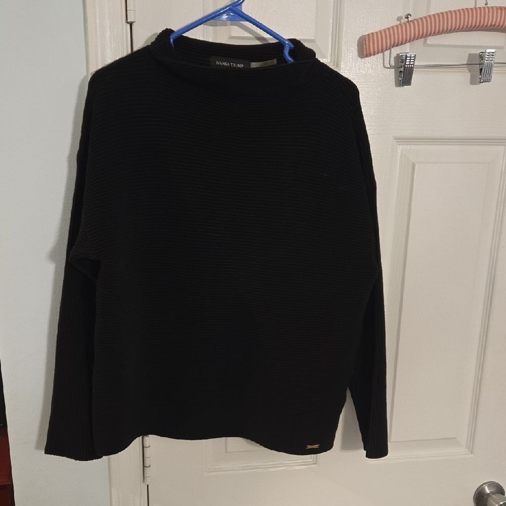 Ivanka Trump Black Crewneck Sweater Classic Knit